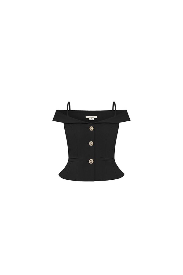 Lou Off Shoulder Peplum Top in Classic Black