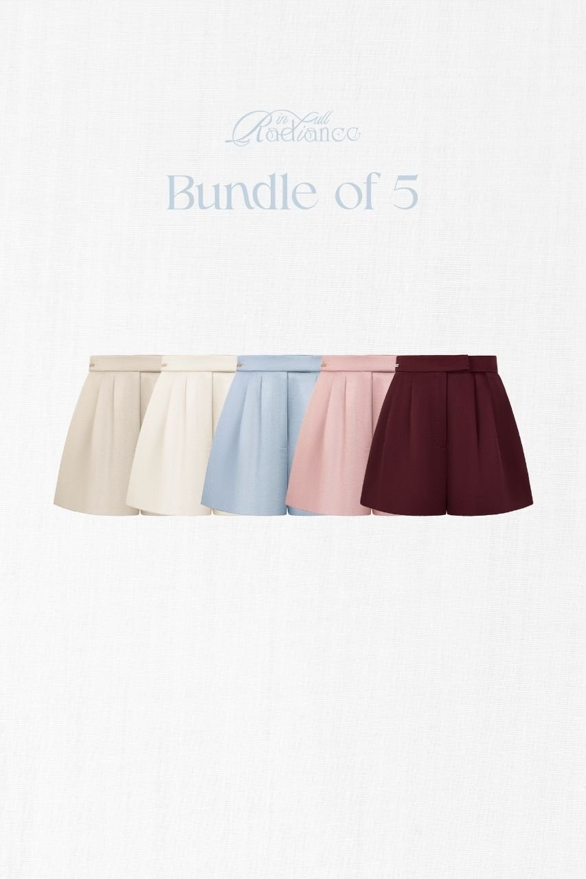 Aviva Sateen Pleated High Waist Shorts Bundle of 5