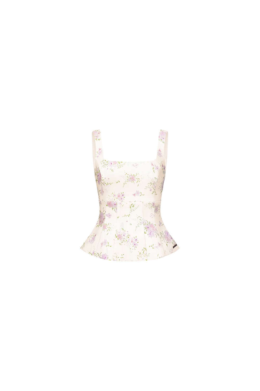 Alix Padded Square Neck Top in Lilac Blooming Bunches