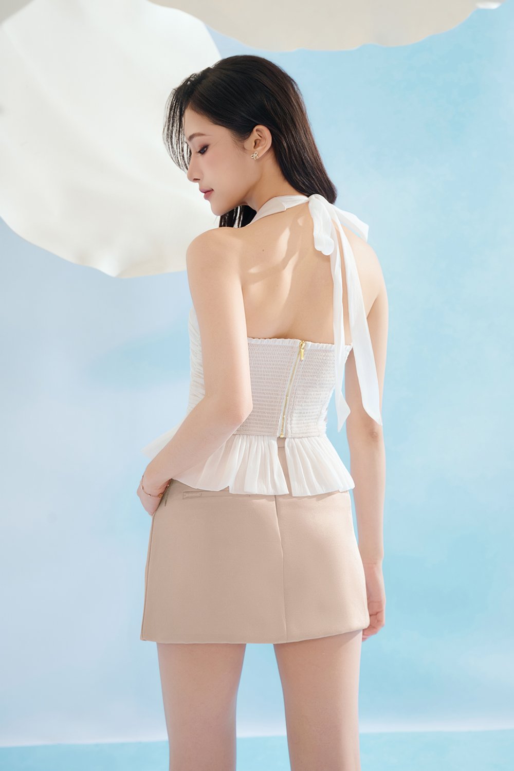 Andr&eacute;e Sateen Mini Skort in Bare Blush