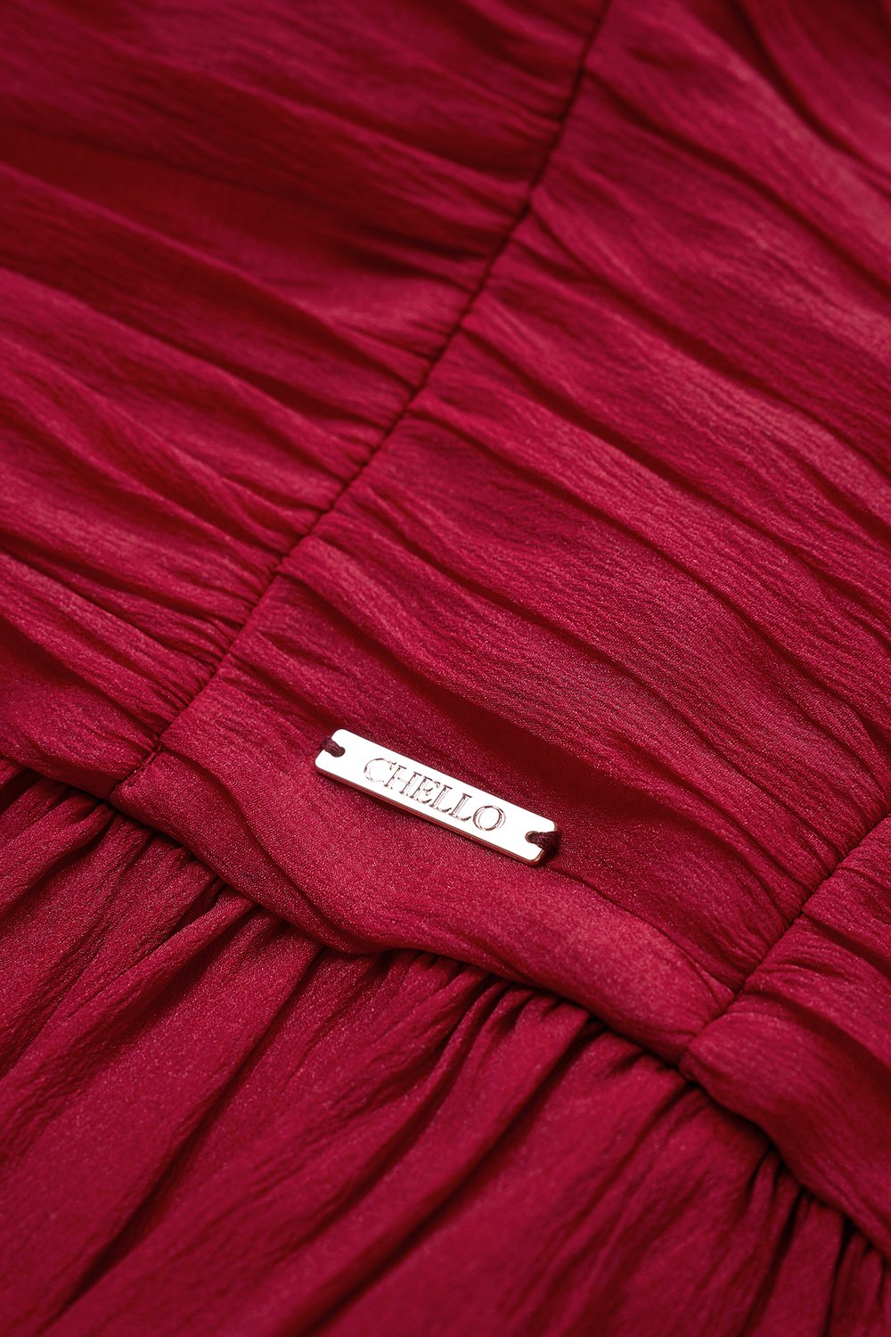 Anya Padded Ribbon Tie Halter Peplum Top in Cherry Red