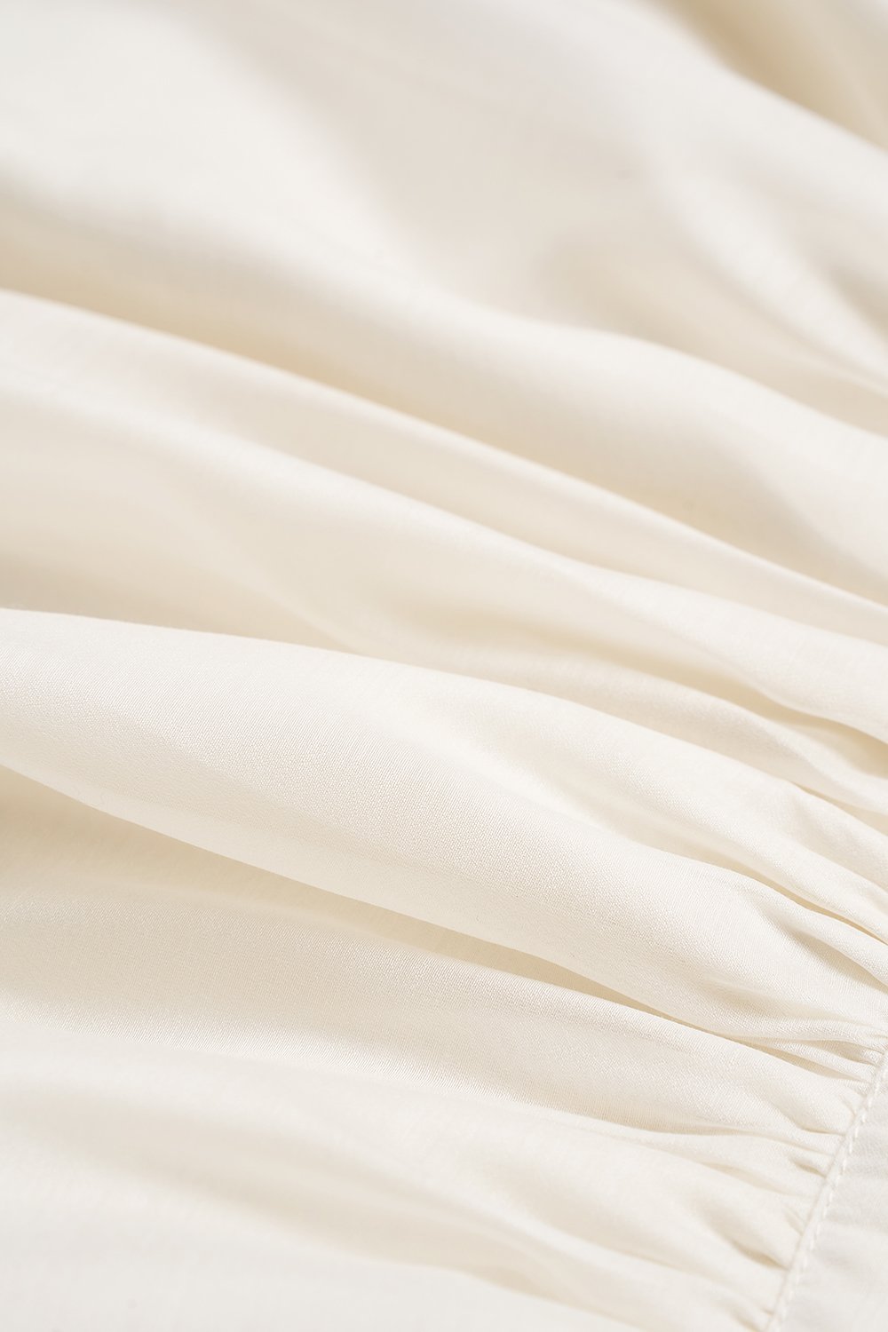 Brenna Straight Neck Flouncy Mini Dress in Ivory Veil