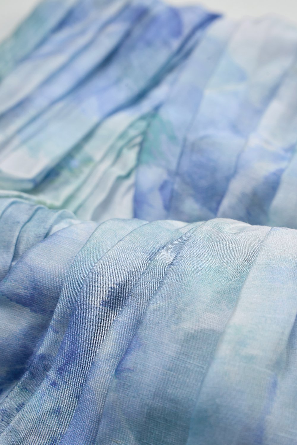 Calypso Padded Removable Ribbon Straps Crop Top in Blue Po&eacute;me