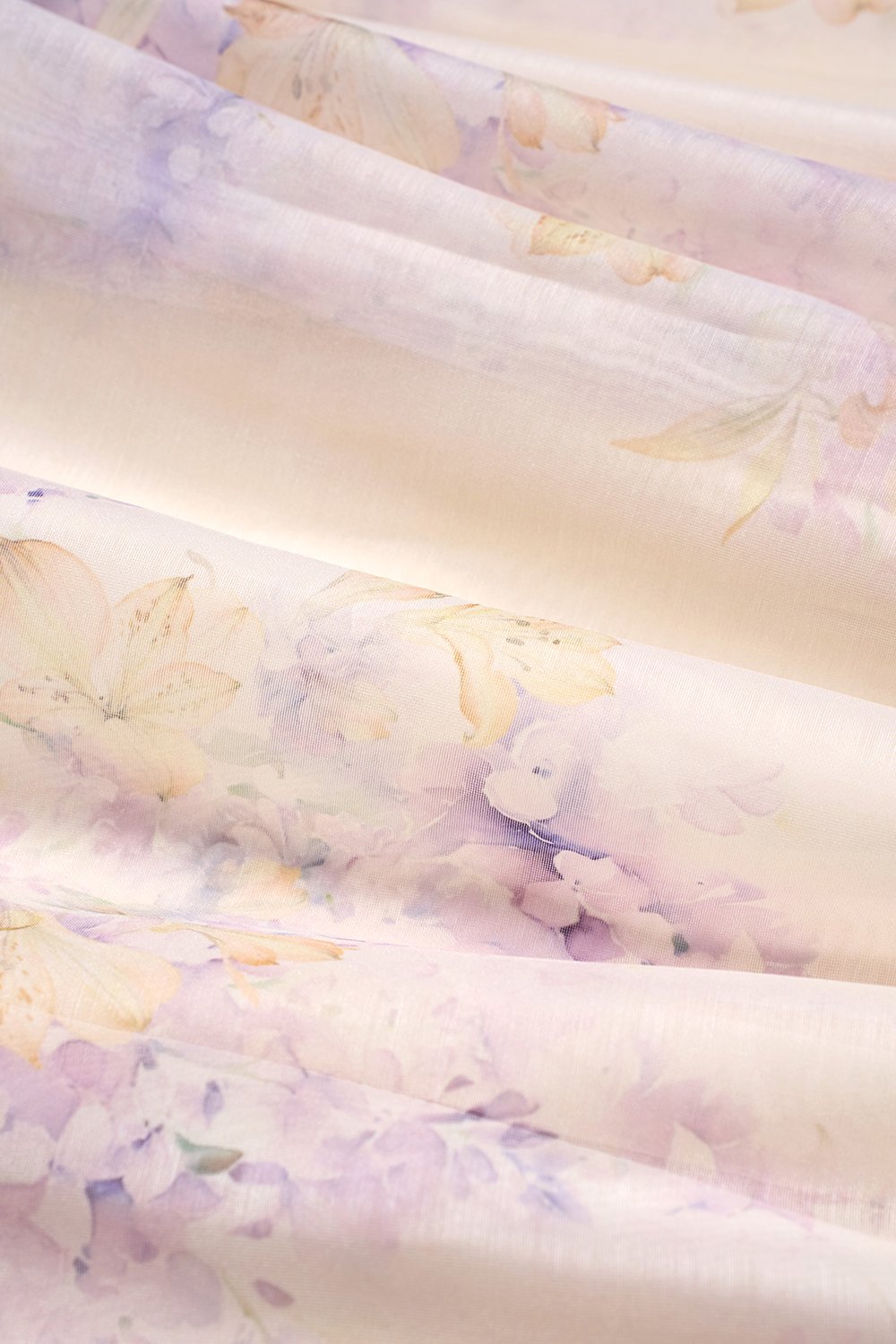 Dream Pleated Bust Soft Corset Midi Dress in Wisteria Watercolour Waltz