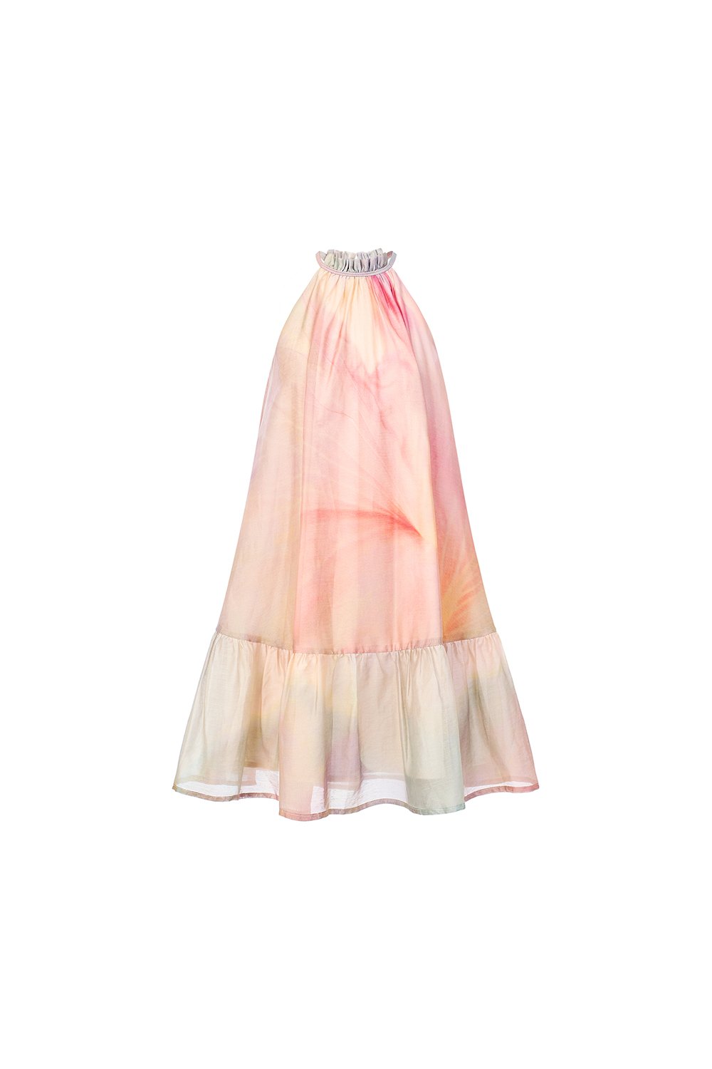 June Halter Flare Mini Dress in Blush Spring