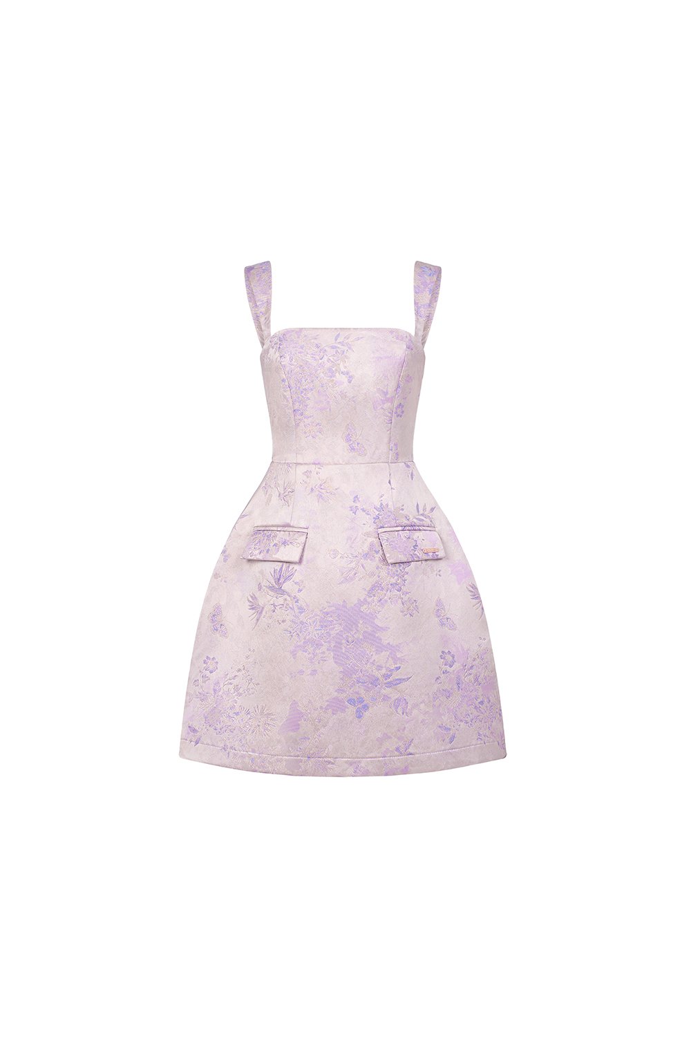Kara Padded Jacquard Mini Dress in Lilac Petal Mirage