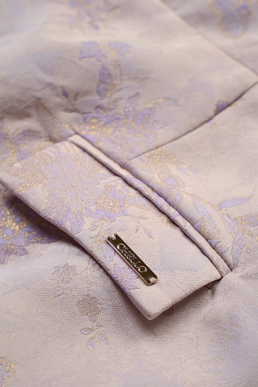 Kara Padded Jacquard Mini Dress in Lilac Petal Mirage