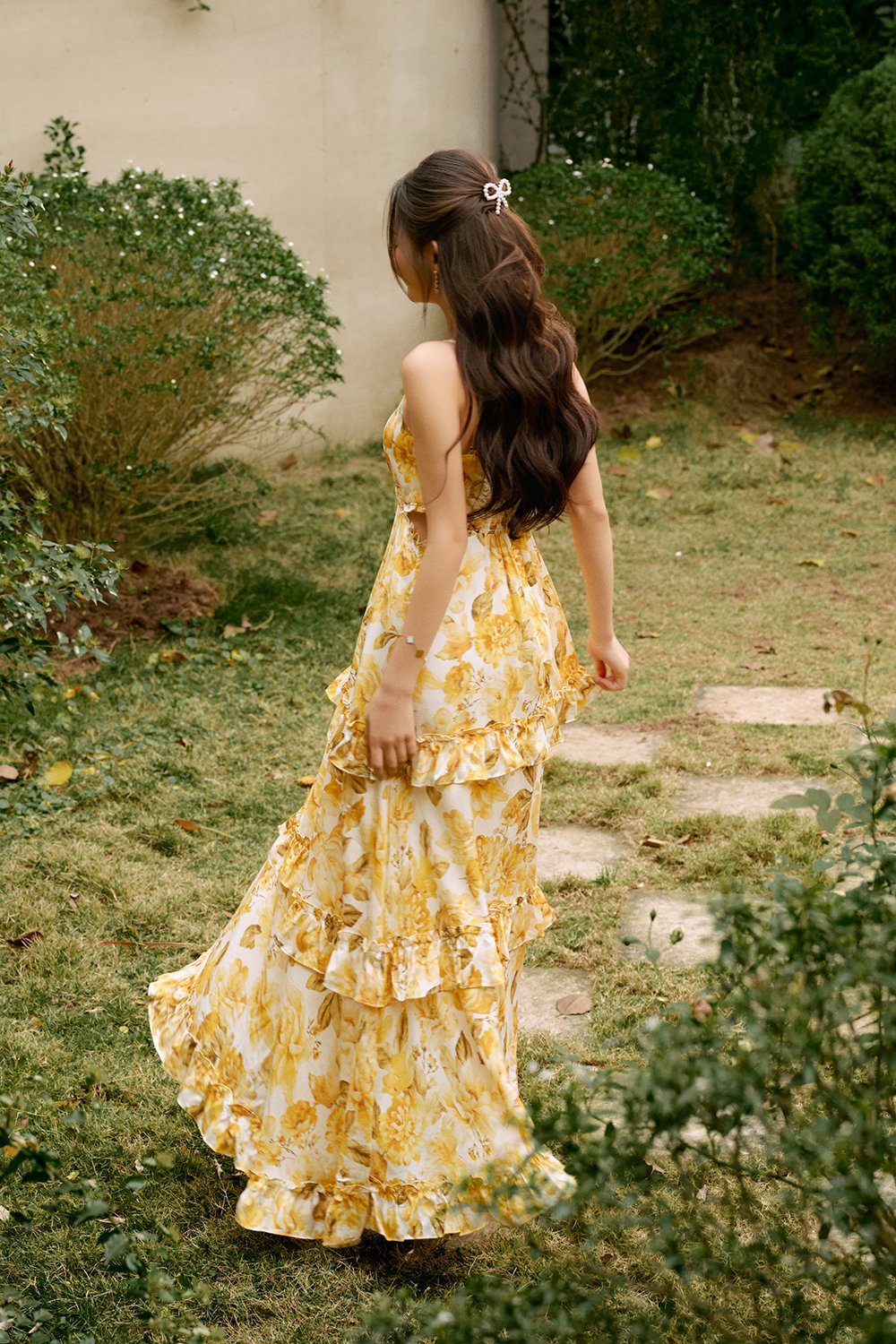 Lira V-neckline Cut Out Maxi Dress in Sunveil Bloom