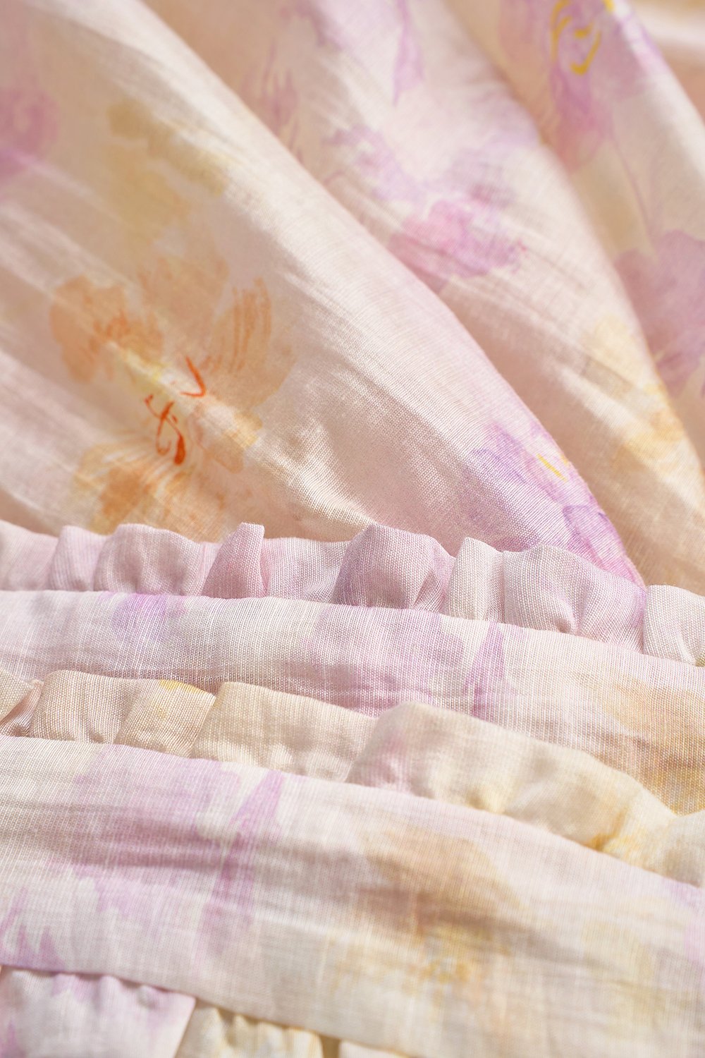 Maisie Padded Halter Flare Maxi Dress in Purple Fleur de Voile