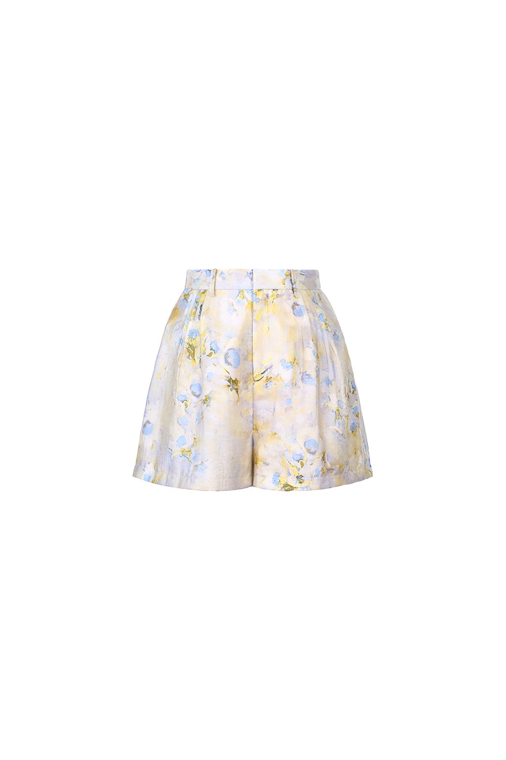 Nettie Pintuck High Waist Shorts in Dreaming Blue Blooms