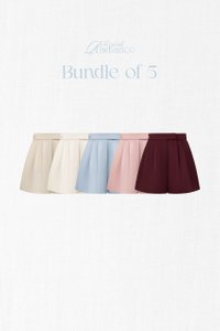 Aviva Sateen Pleated High Waist Shorts Bundle of 5
