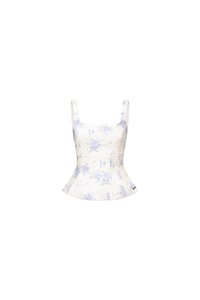 Alix Padded Square Neck Top in Blue Blooming Bunches
