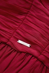 Anya Padded Ribbon Tie Halter Peplum Top in Cherry Red