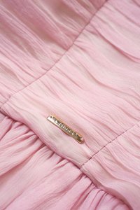 Anya Padded Ribbon Tie Halter Peplum Top in Lacey Pink