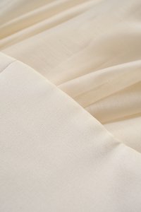 Astra Padded Straight Neckline Contrast Maxi Dress in Crem&eacute;