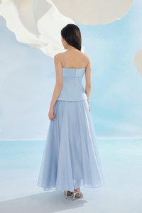 Astra Padded Straight Neckline Contrast Maxi Dress in Frost Blue
