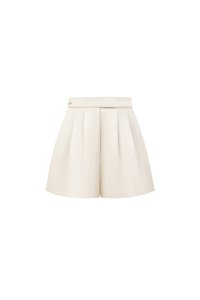 Aviva Sateen Pleated High Waist Shorts in Pearl