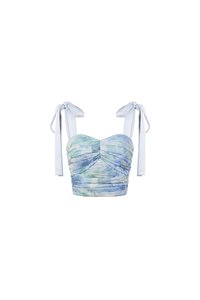 Calypso Padded Removable Ribbon Straps Crop Top in Blue Po&eacute;me