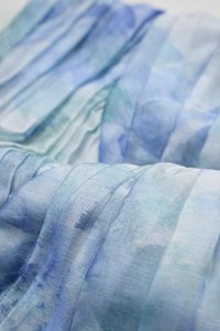 Calypso Padded Removable Ribbon Straps Crop Top in Blue Po&eacute;me