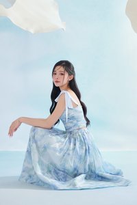 Calypso Padded Removable Ribbon Straps Crop Top in Blue Po&eacute;me