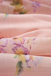 Ciel Padded Ribbon Strap Ruched Bust Midi Dress in Pink Enchanted Meadow