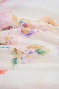 Ciel Padded Ribbon Strap Ruched Bust Midi Dress in Soft Enchanted Meadow