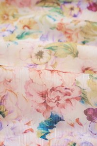 Ciel Padded Ribbon Strap Ruched Bust Midi Dress in Soft Enchanted Meadow