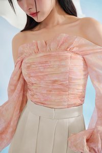 Eve Padded Off Shoulder Blouson in Mandarin Whisperveil