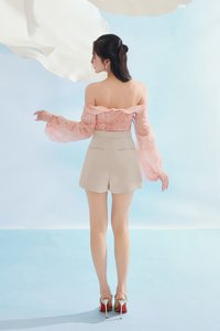 Eve Padded Off Shoulder Blouson in Mandarin Whisperveil