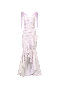 Everlee Padded Movement Maxi Mermaid Dress in Lilac Blooming Bunches