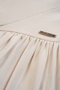 Freya Padded Mock Neck Flare Midaxi Dress in Chantilly Cream