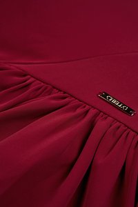 Freya Padded Mock Neck Flare Midaxi Dress in Ruby Red