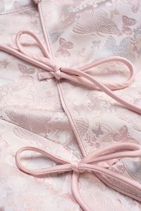 Janine Halter Asymmetrical Cheongsam Top in Pink Butterfly Reverie