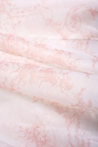 Leni Padded Ribbon Tie Gusset Top in Pink Toile de Jouy