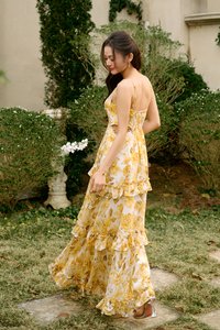 Lira V-neckline Cut Out Maxi Dress in Sunveil Bloom