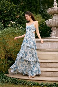 Lira V-neckline Cut Out Maxi Dress in Willowlight