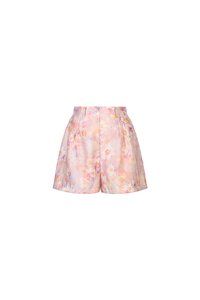 Nettie Pintuck High Waist Shorts in Dreaming Purple Blooms