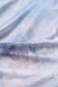 Vega Padded Ruched Mesh Midi Dress in Sky Flutter Gouache