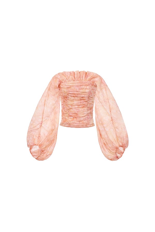 Eve Padded Off Shoulder Blouson in Mandarin Whisperveil