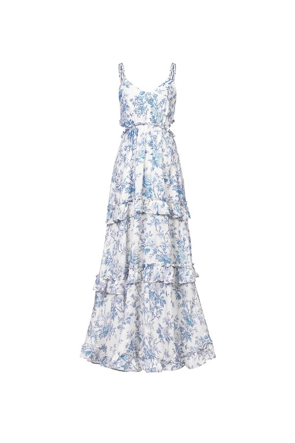 Lira V-neckline Cut Out Maxi Dress in Willowlight