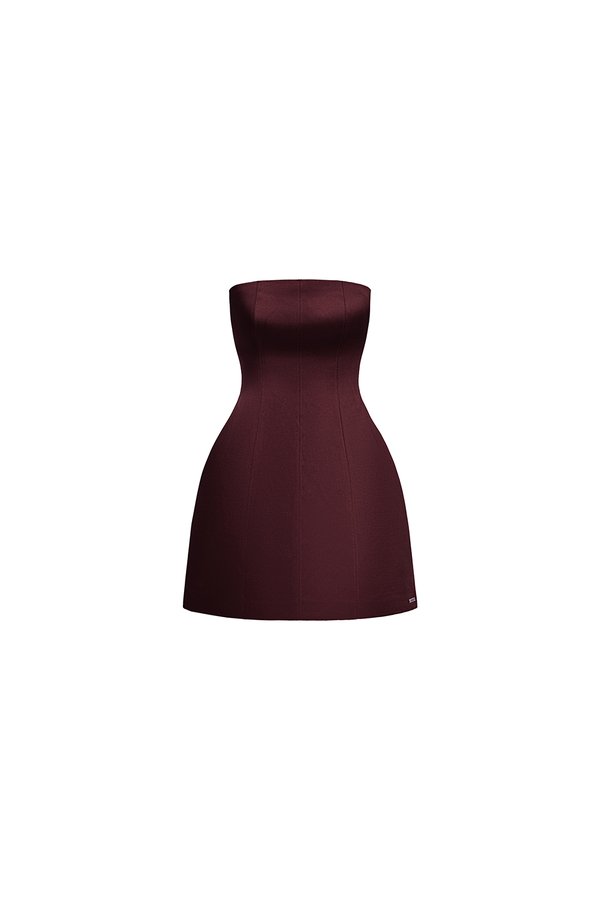 Seraphine Padded Tube Mini Dress in Pinot Noir