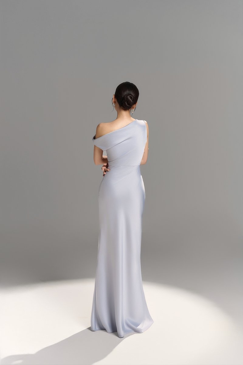 Callune Cowl Maxi Dress in Icy Blue