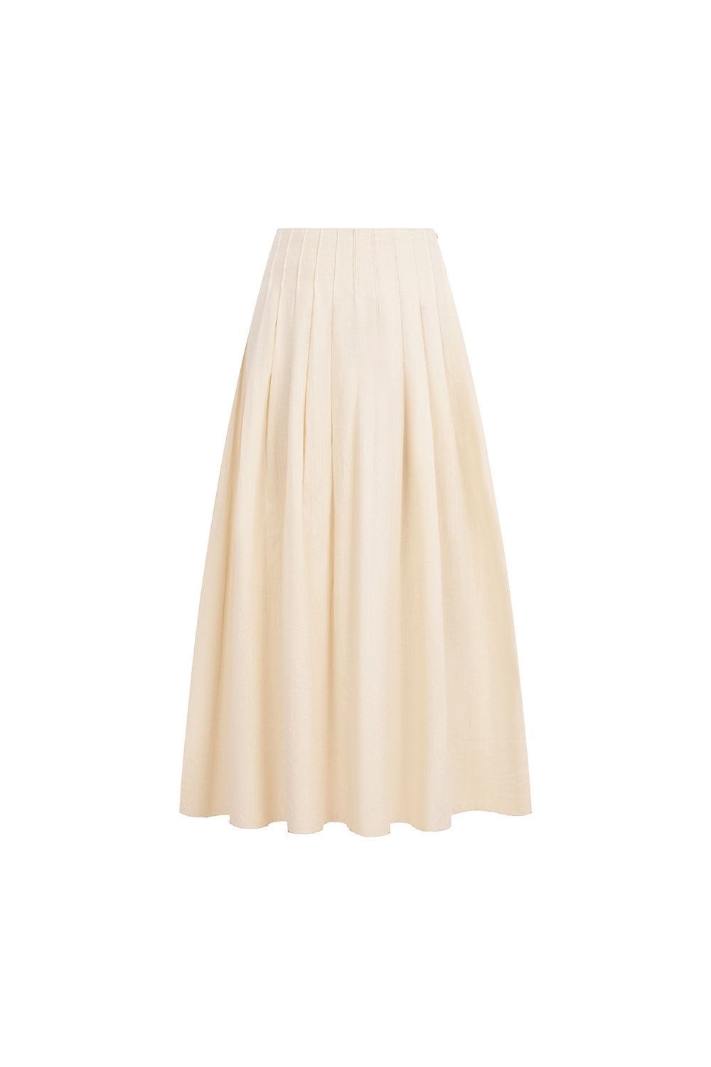 Beth High Waist Pintuck Midi Skirt in Buttercream
