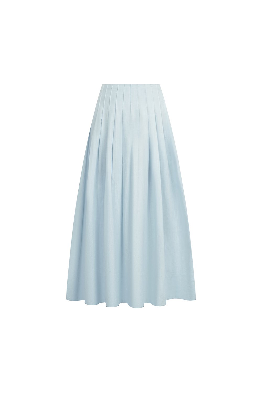 Beth High Waist Pintuck Midi Skirt in Tiffany Blue