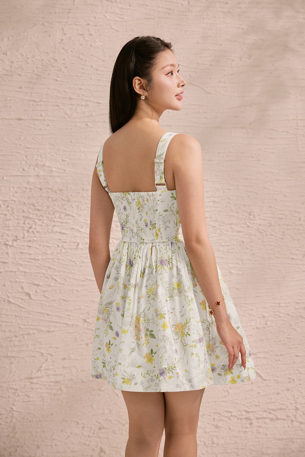 Dream Pleated Bust Soft Corset Mini Dress in Golden Wilds