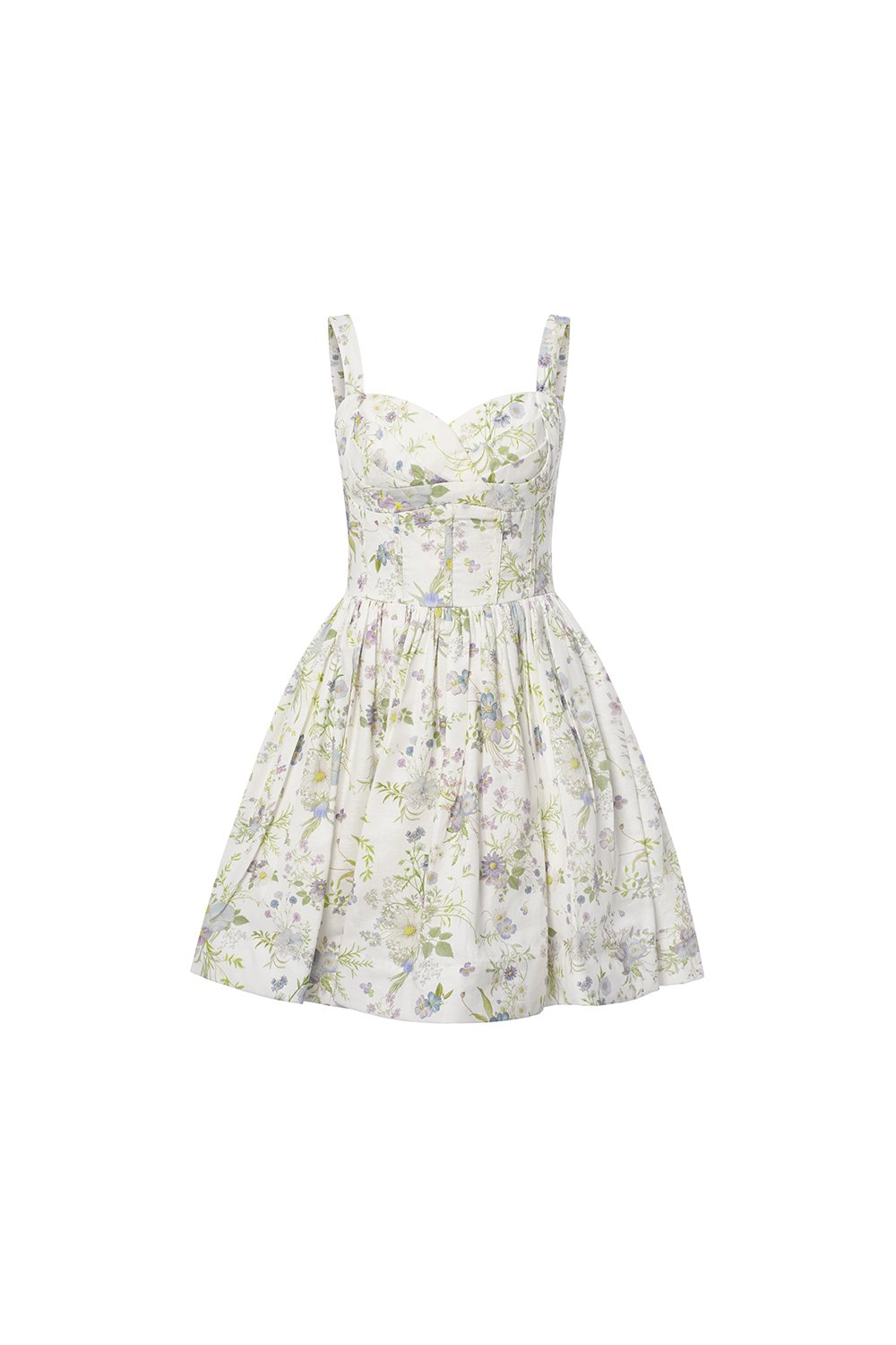 Dream Pleated Bust Soft Corset Mini Dress in Misty Prairie