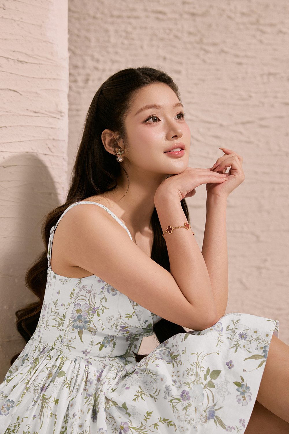 Dream Pleated Bust Soft Corset Mini Dress in Misty Prairie