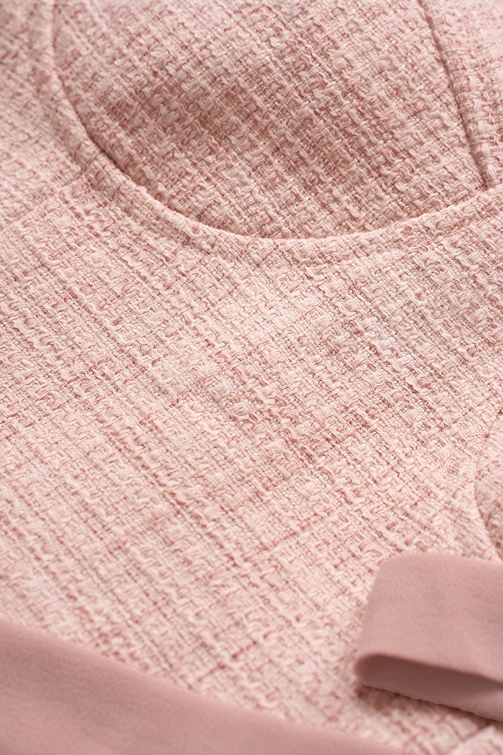 Estelle Tweed Bustier Top with Ribbon Straps in Tea Rose