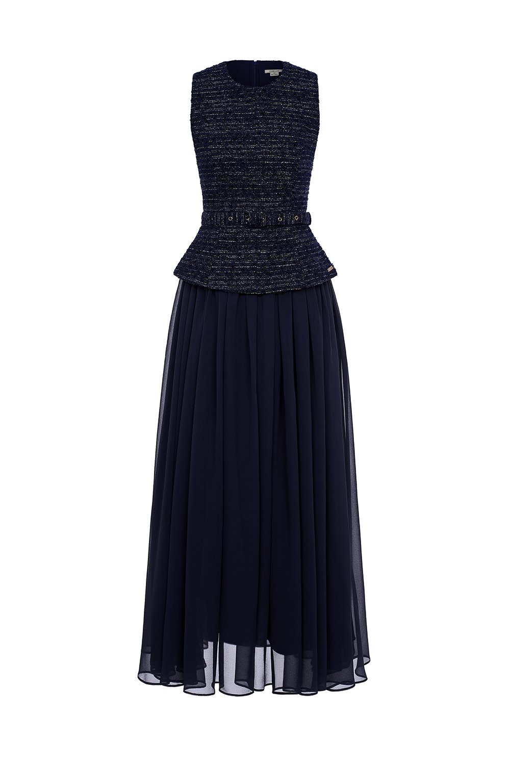 Liz Padded Contrast Maxi Dress in Midnight Blue