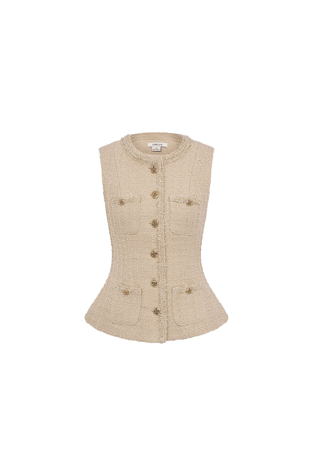 Rhea Tailored Vest Top in Beige